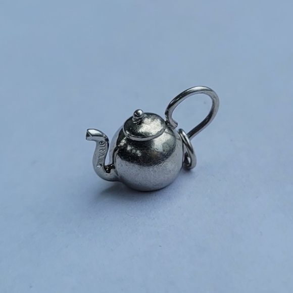 3D Teapot Sterling Silver Charm Pendant - Picture 2 of 7